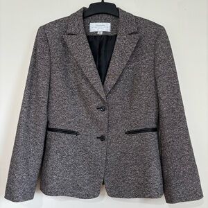TAHARI Arthur S. Levine Petite Brown Wool Silk Blend Career Business  Blazer 10P
